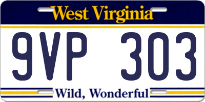 WV license plate 9VP303