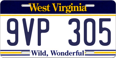 WV license plate 9VP305