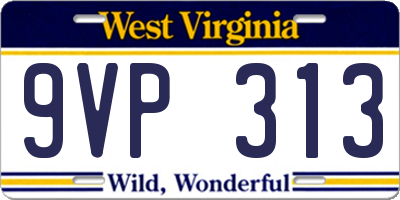 WV license plate 9VP313