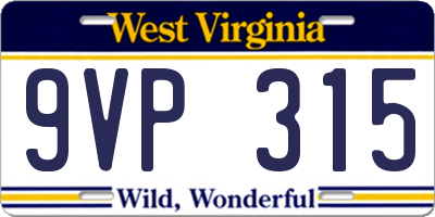WV license plate 9VP315