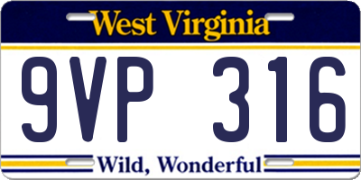WV license plate 9VP316