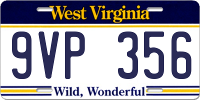 WV license plate 9VP356