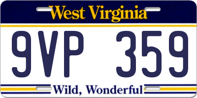 WV license plate 9VP359