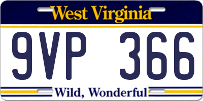 WV license plate 9VP366