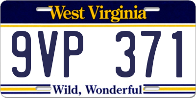 WV license plate 9VP371