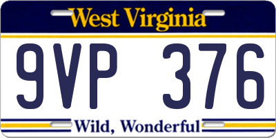 WV license plate 9VP376