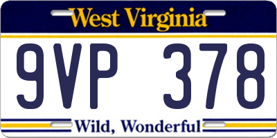 WV license plate 9VP378