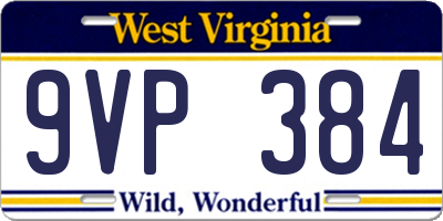 WV license plate 9VP384