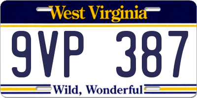 WV license plate 9VP387
