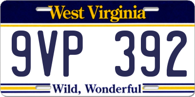 WV license plate 9VP392