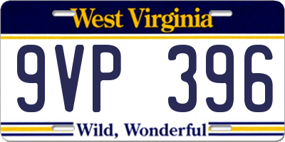 WV license plate 9VP396