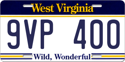 WV license plate 9VP400