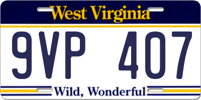 WV license plate 9VP407