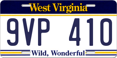 WV license plate 9VP410