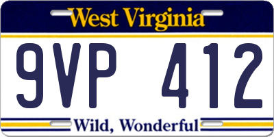 WV license plate 9VP412
