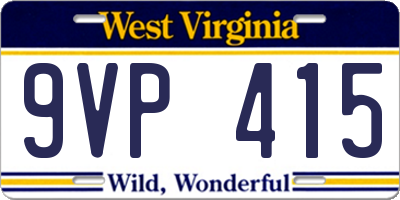 WV license plate 9VP415