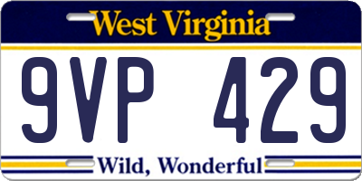 WV license plate 9VP429