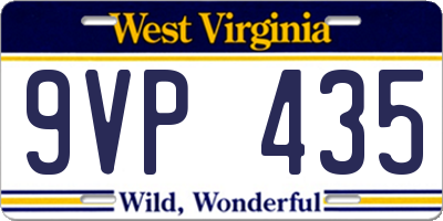 WV license plate 9VP435