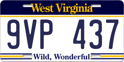 WV license plate 9VP437