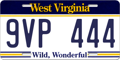 WV license plate 9VP444