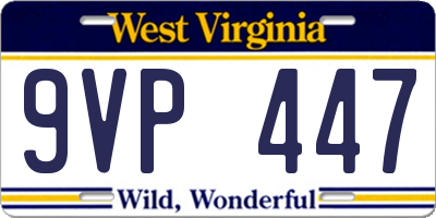 WV license plate 9VP447