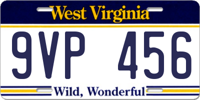 WV license plate 9VP456