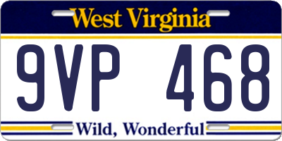 WV license plate 9VP468