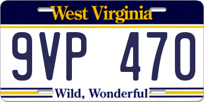 WV license plate 9VP470