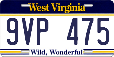 WV license plate 9VP475