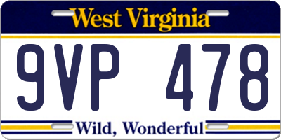 WV license plate 9VP478