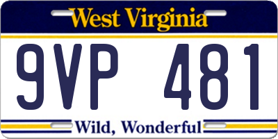 WV license plate 9VP481