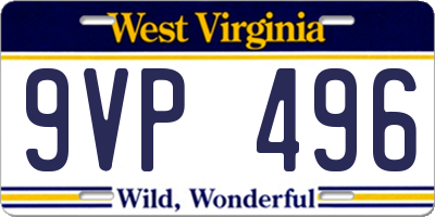 WV license plate 9VP496