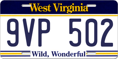 WV license plate 9VP502