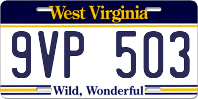 WV license plate 9VP503