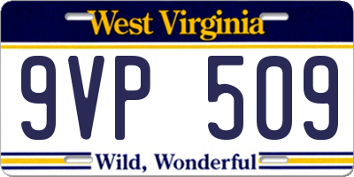WV license plate 9VP509