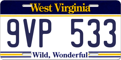 WV license plate 9VP533