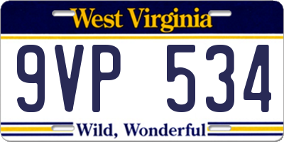 WV license plate 9VP534