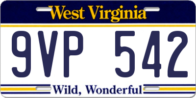 WV license plate 9VP542
