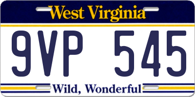 WV license plate 9VP545