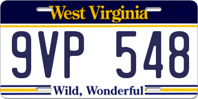 WV license plate 9VP548