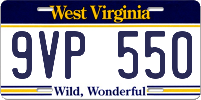WV license plate 9VP550