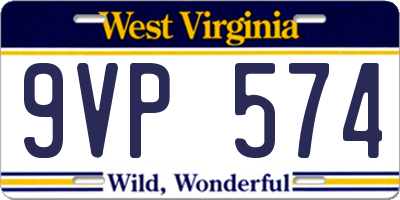 WV license plate 9VP574