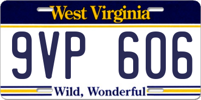 WV license plate 9VP606