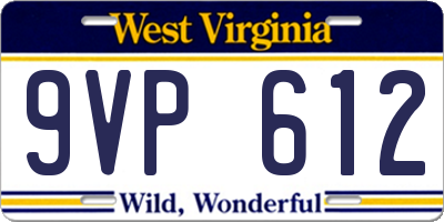 WV license plate 9VP612