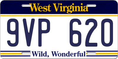 WV license plate 9VP620