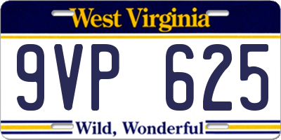 WV license plate 9VP625