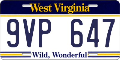 WV license plate 9VP647