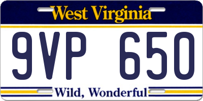 WV license plate 9VP650