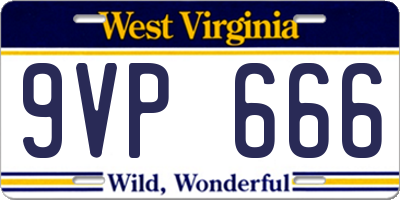 WV license plate 9VP666