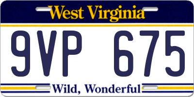 WV license plate 9VP675